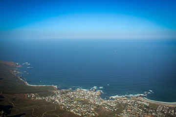 Fototapeta na wymiar Atlantic Ocean coast view from Table Mountain, Cape Town, South Africa