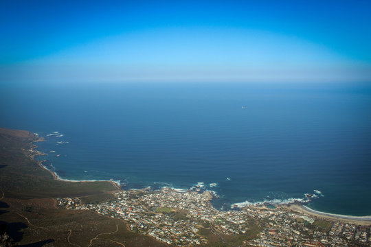 Atlantic Ocean coast view from Table Mountain, Cape Town, South Africa