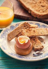 Poached Eggs and toasted bread for breakfast 