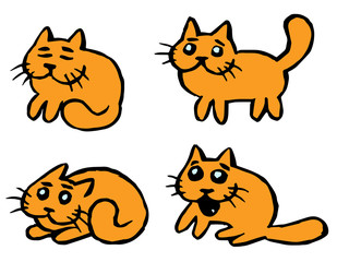 Fototapeta na wymiar orange cats emoticons set vector illustration