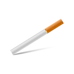 Realistic cigarette with shadow on white background