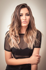 Sensual woman with blonde ombre hair © zalexis