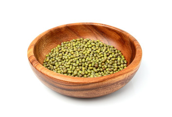 Raw mung bean in a wooden plate.
