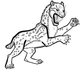 Vector illustration of smilodon prehistoric tiger black and white
