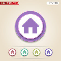 Colored icon or button of home or house symbol with background