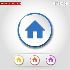 Colored icon or button of home or house symbol with background