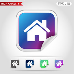 Obraz premium Colored icon or button of home or house symbol with background