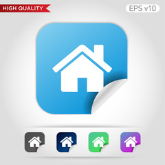 Colored icon or button of home or house symbol with background