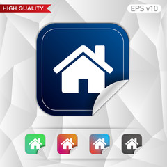 Colored icon or button of home or house symbol with background