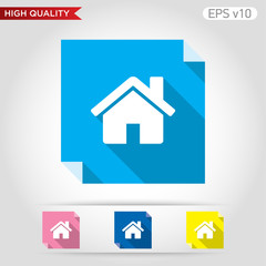 Colored icon or button of home or house symbol with background