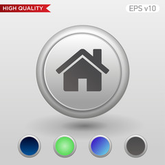 Colored icon or button of house or home symbol with background