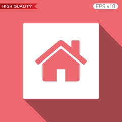 Colored icon or button of house or home symbol with background