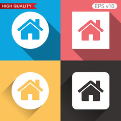 Colored icon or button of house or home symbol with background