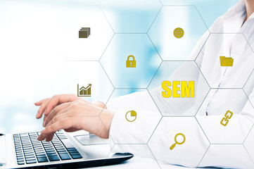 SEM-Search Engine Marketing. Business Strategy Concept