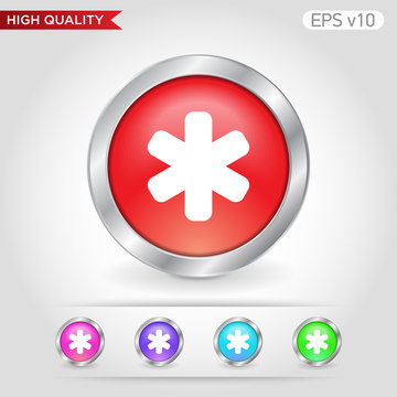 Colored icon or button of emergency symbol with background