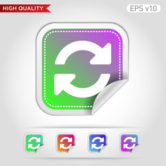 Colored icon or button of refresh symbol with background