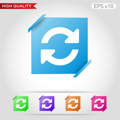 Colored icon or button of refresh symbol with background