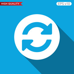 Colored icon or button of refresh symbol with background