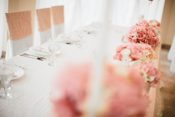 Flower wedding decoration on the table