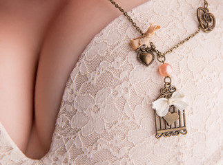 Sexy breast with necklace
