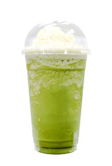 Green tea frappe isolated on white background