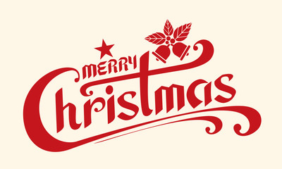 Merry Christmas text, Lettering design card template, Handwritin