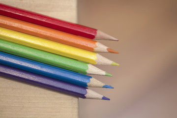 Colored drawing pencils in a variety of colors