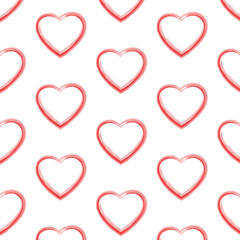 Hand drawn hearts on white background. Seamless pattern. Vector illustration.