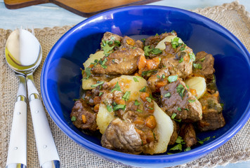Beef stew with vegetables and potatoes