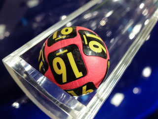 Bucharest, Romania, April 10, 2016: Image of lottery balls during extraction of the winning numbers.