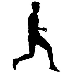 Silhouettes. Runners on sprint, men. vector illustration