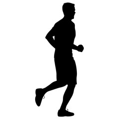 Fototapeta na wymiar Silhouettes. Runners on sprint, men. vector illustration