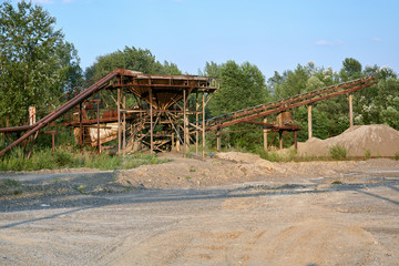 Old stone crushing plant. Gravel mill