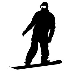 Black silhouettes snowboarders on white background. Vector illu