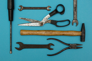 Background of old rusty tools