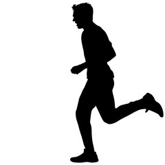 Silhouettes Runners on sprint, men. vector illustration