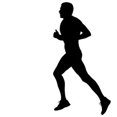 Silhouettes Runners on sprint, men. vector illustration