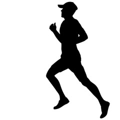 Silhouettes Runners on sprint, men. vector illustration