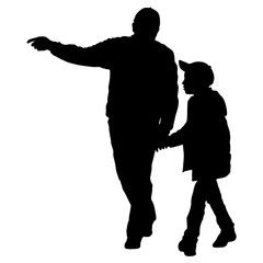 Black silhouettes Family on white background. Vector illustration