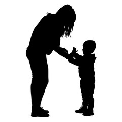 Black silhouettes Family on white background. Vector illustration