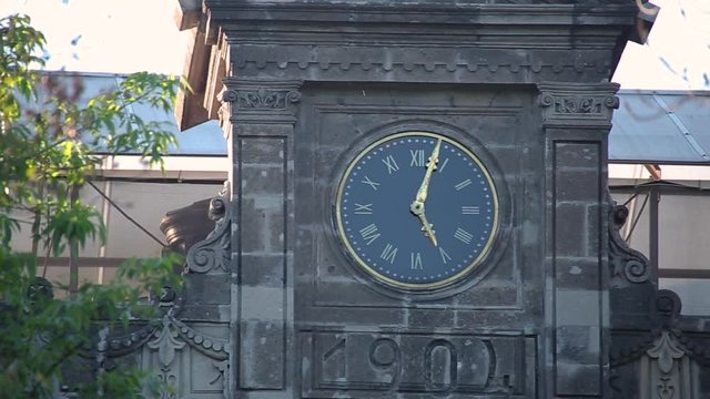 The clock giving the time in the park/ El reloj dando la hora en el parque
