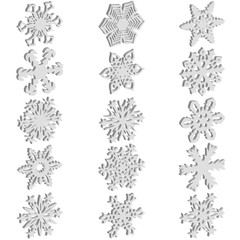 Set snowflakes icons on white background, vector illustration