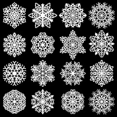 Set snowflakes icons on white background, vector illustration