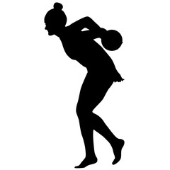 Silhouette girl gymnast with the ball. Vector illustration