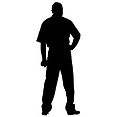 Black silhouettes man on white background. Vector illustration