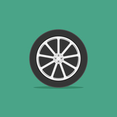 Vector illustration of car wheel in flat style.