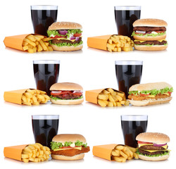Hamburger Sammlung Collage Cheeseburger Menu Menü Menue mit Pom - obrazy, fototapety, plakaty