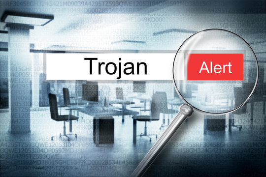 reading trojan browser search security alert 3D Illustration