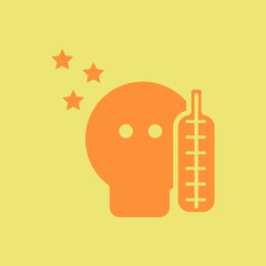 the temperature at night, various symptoms of Tuberculosis on the human man silhouette with headache and thermometer