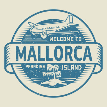 Stamp with the text Welcome to Mallorca, Paradise island